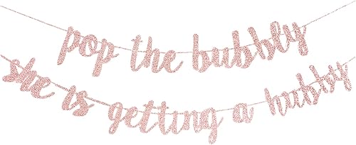 Miniatura 1 de Decoraciones para despedida de soltera, despedida de soltera, pancarta de compromiso con la frase "Pop The Bubbly She is Getting a Hubby" para boda,
