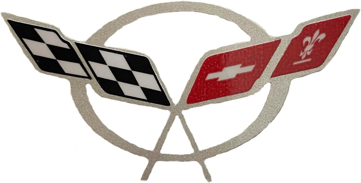 C5 Corvette Interior Decal Sticker Emblem - Crossed Flags Logo Self Adhesive Vinyl UV Resistant for 1997-2004 Corvettes