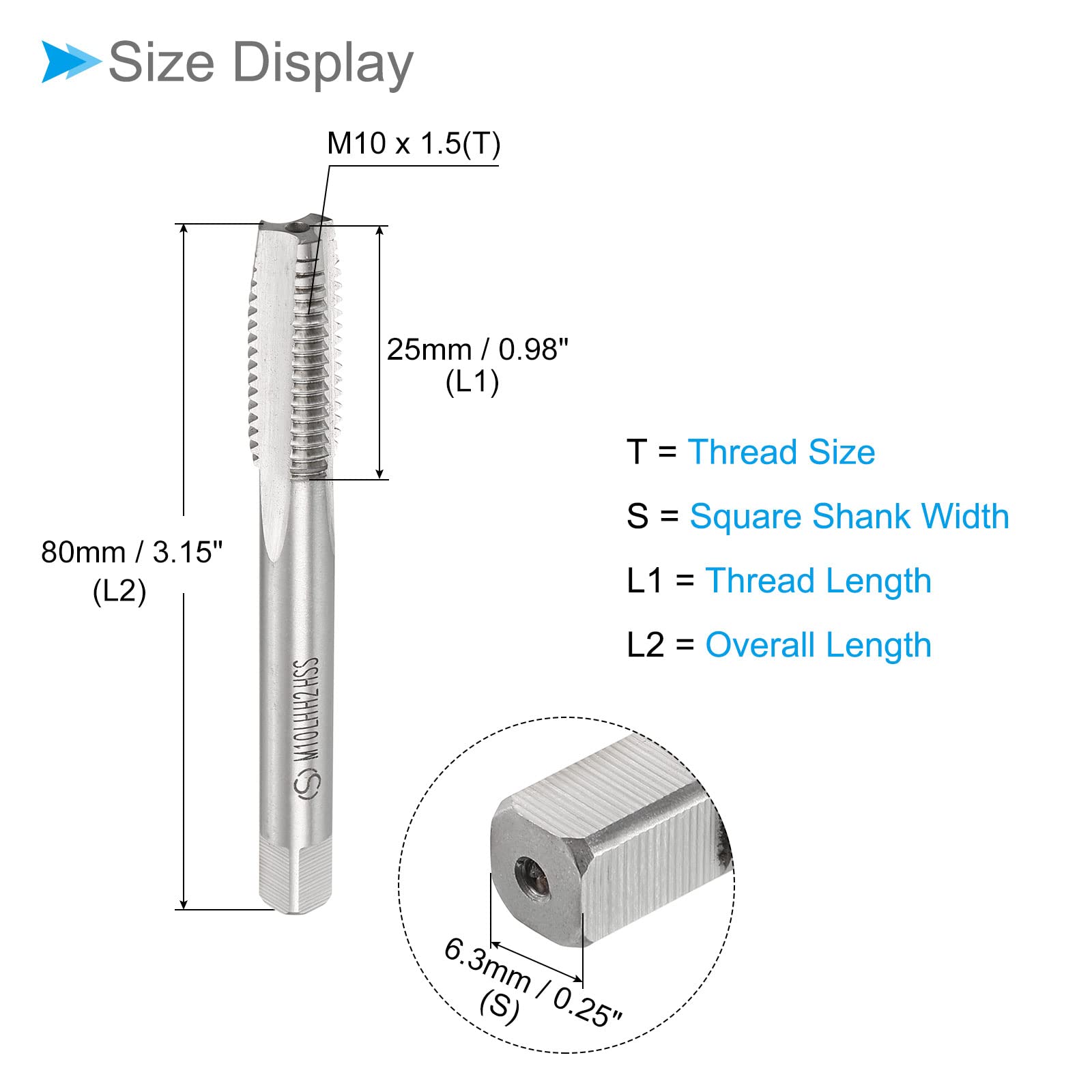 Maschio Per Filettatura M10 X 1.5 Sinistro H2 - Acciaio Rapido Per Macchine