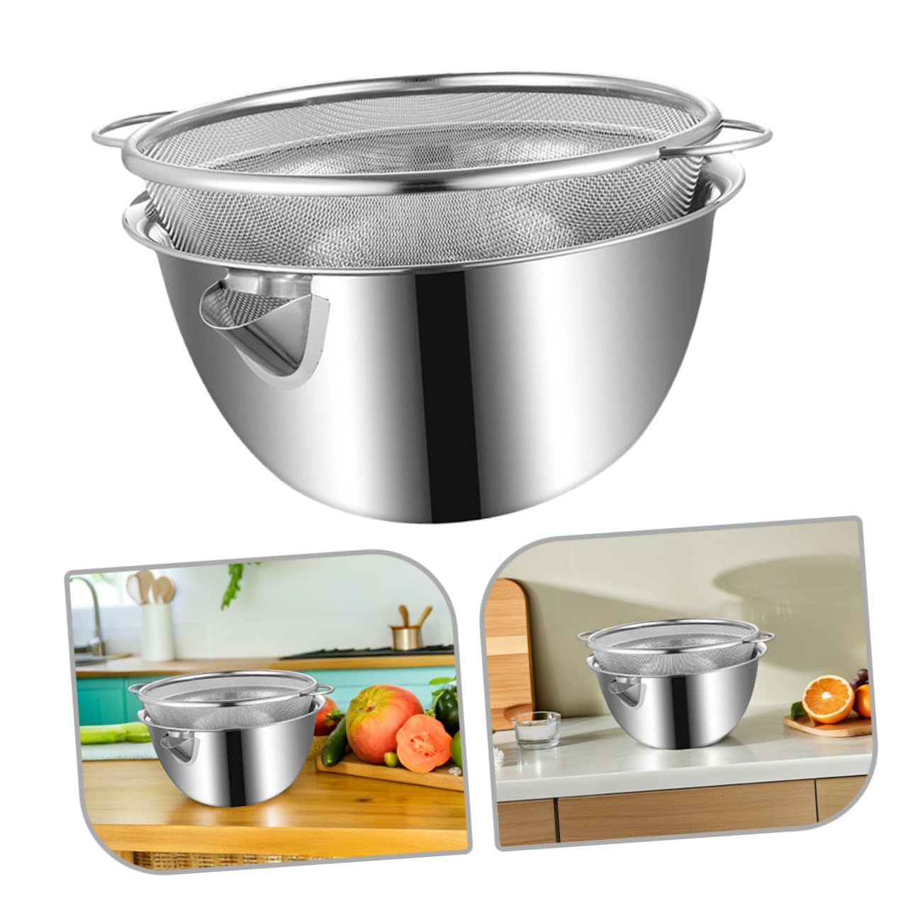 Alipis Cuenco De Arroz De Acero Inoxidable Escurridor De Frutas Cuencos De Cocina Lavabo De Cocina Colador De