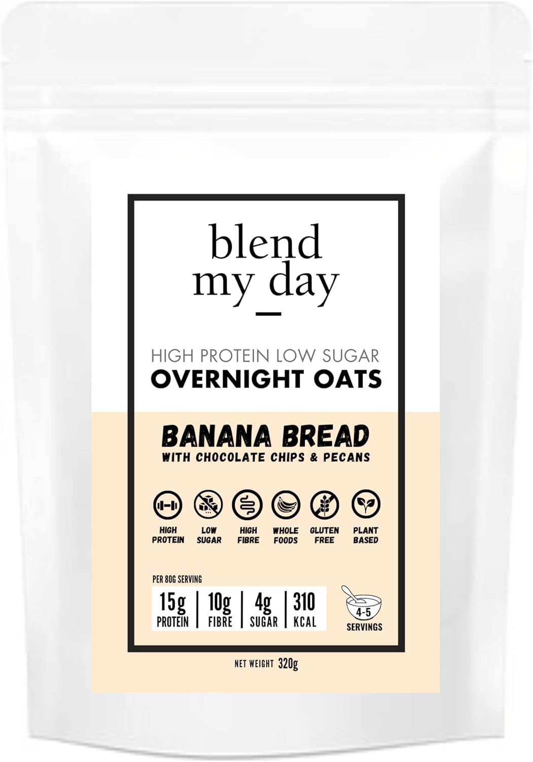 BLEND MY DAY Protein Overnight Oats BANANA BREAD l 15g protein Low