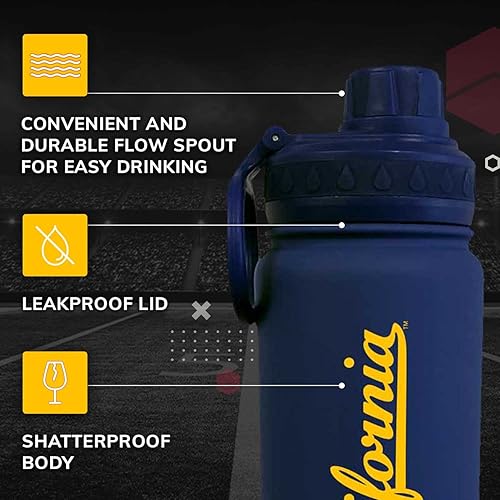 Vista 82 de Campus Colors Botella de agua de acero inoxidable de la NCAA, tapa giratoria, 24 onzas, clip de transporte, mantiene tus bebidas calientes o frías
