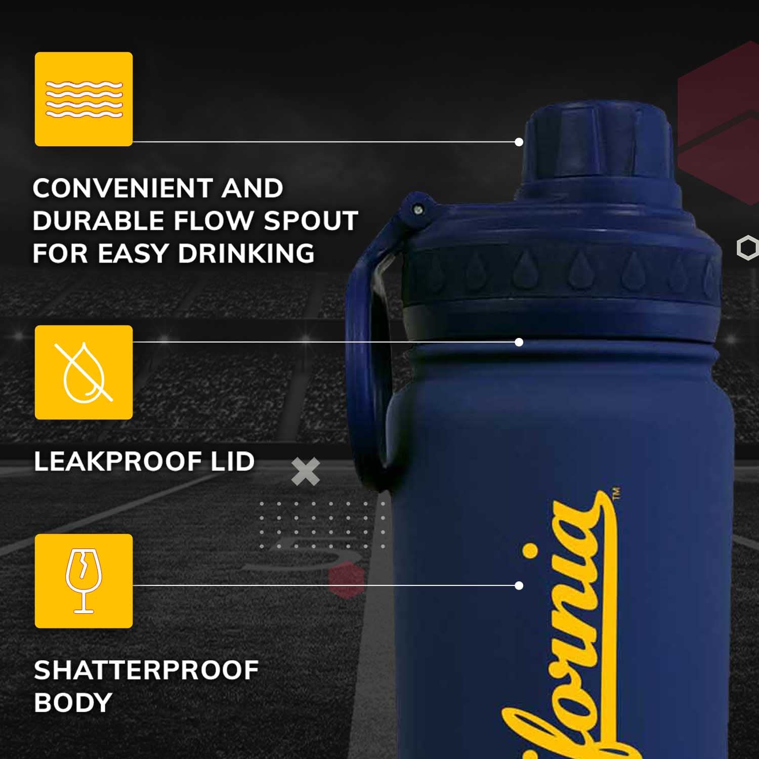 Campus Colors Utah Utes 24oz Stainless Steel Vacuum Insulated Water Bottle - Twist-On Cap, Built-in Handle, Sweat-Free - View #2