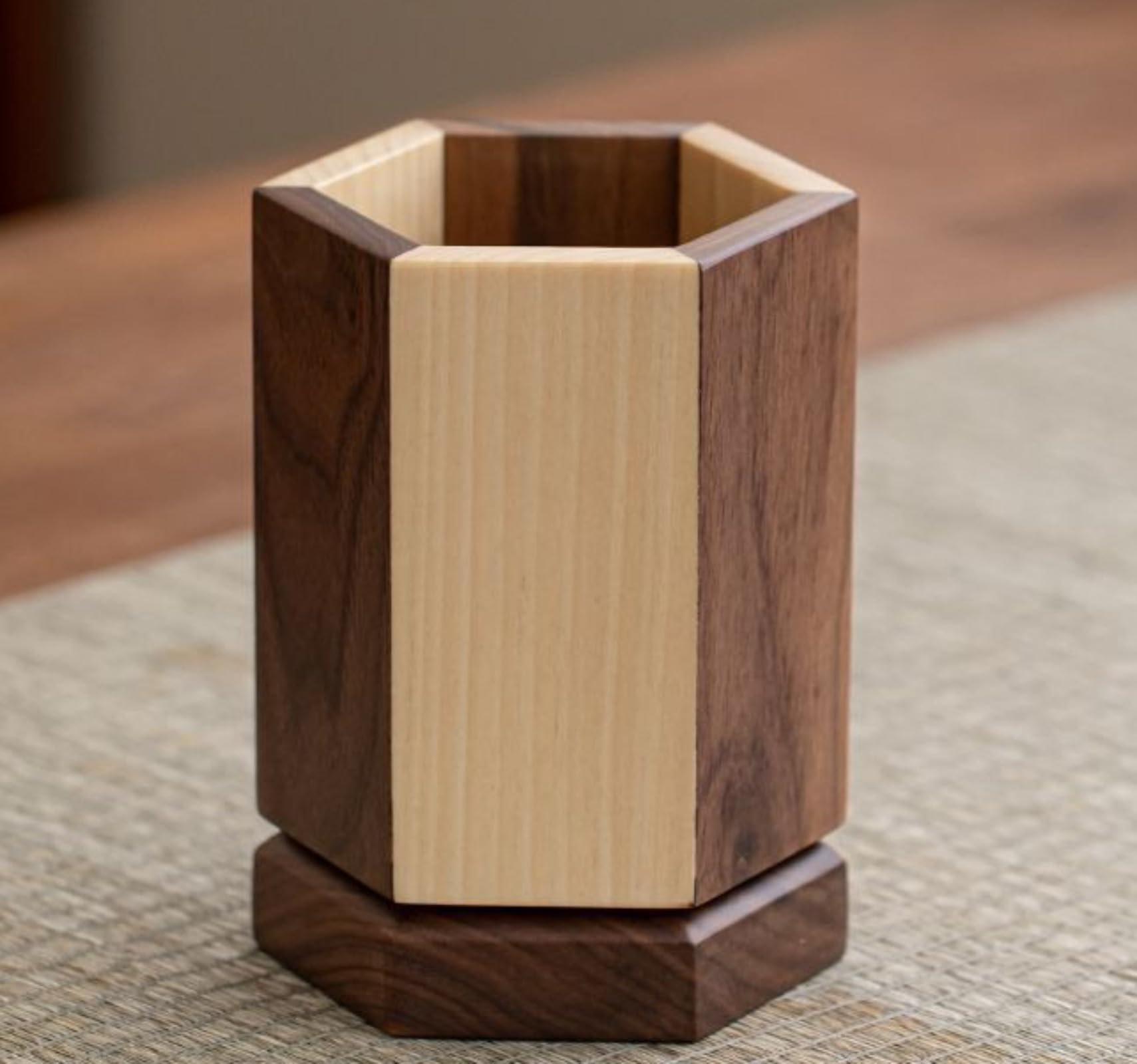 Stifthalter aus Holz, Massivholz, drehbar, 12,5 cm, Mao-Stifthalter, Dekoration, Tischdekoration