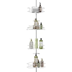 CHARMMA Tension Pole Corner Shower Caddy with 4 Adjustable Baskets Chrome 15x4x123in