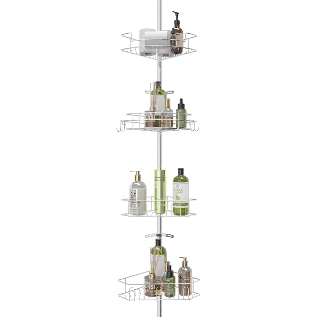 Corner Shower Caddy Tension Pole Shower Caddy Organizer Tension Pole Shower Tension Rod Organizer Floor to Ceiling Shower