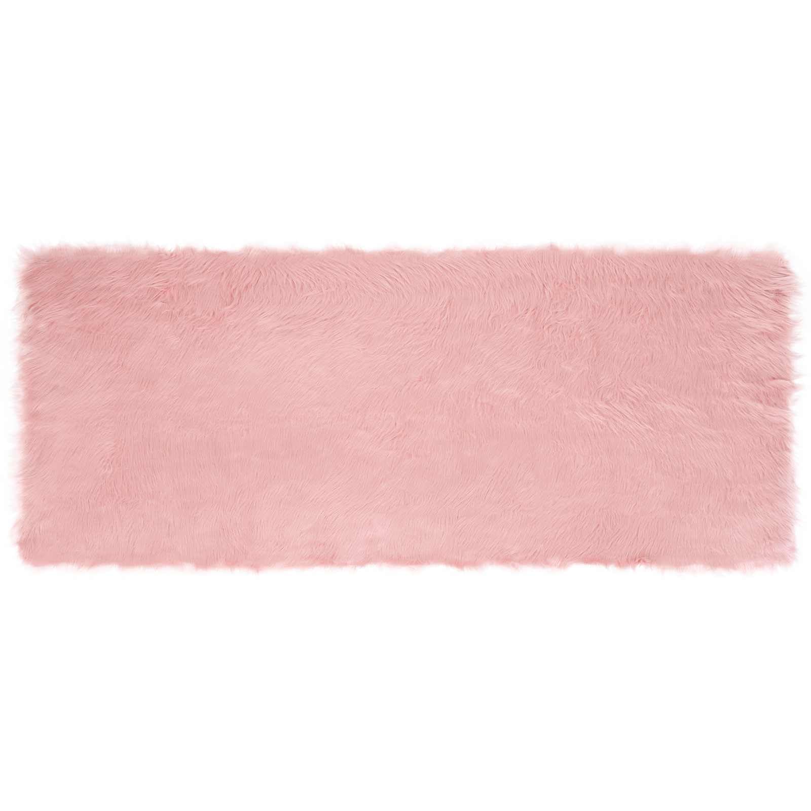 Tafalla Tapis en peau de mouton synthétique Rose 80 x 200 cm Élégant tapis en fourrure synthétique avec design minimaliste et tapis en polyester doux pour les pièces modernes et douillettes