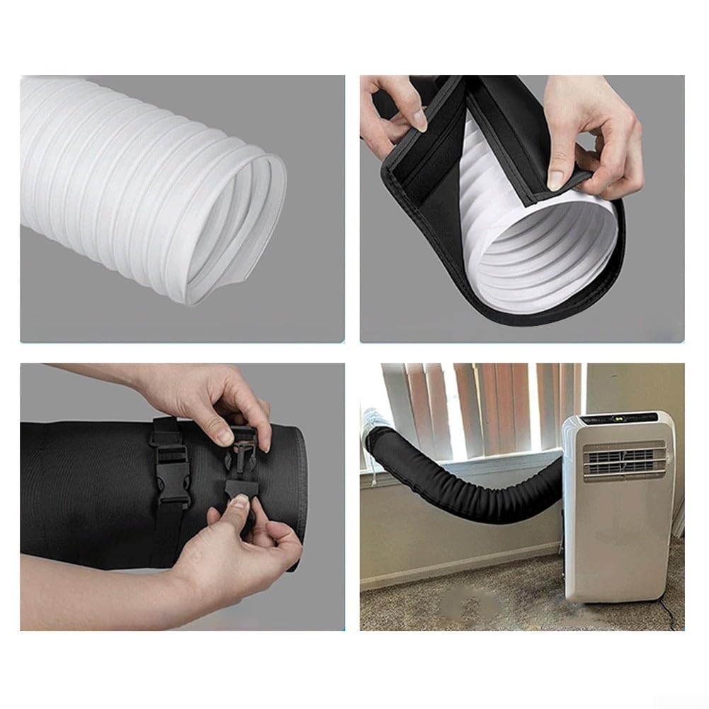 DAZZLEEX Manchon isolant pour tuyau de climatiseur, avec trois sangles élastiques réglables pour la plupart des tuyaux d'échappement de 12,7 cm et 15 cm de diamètre