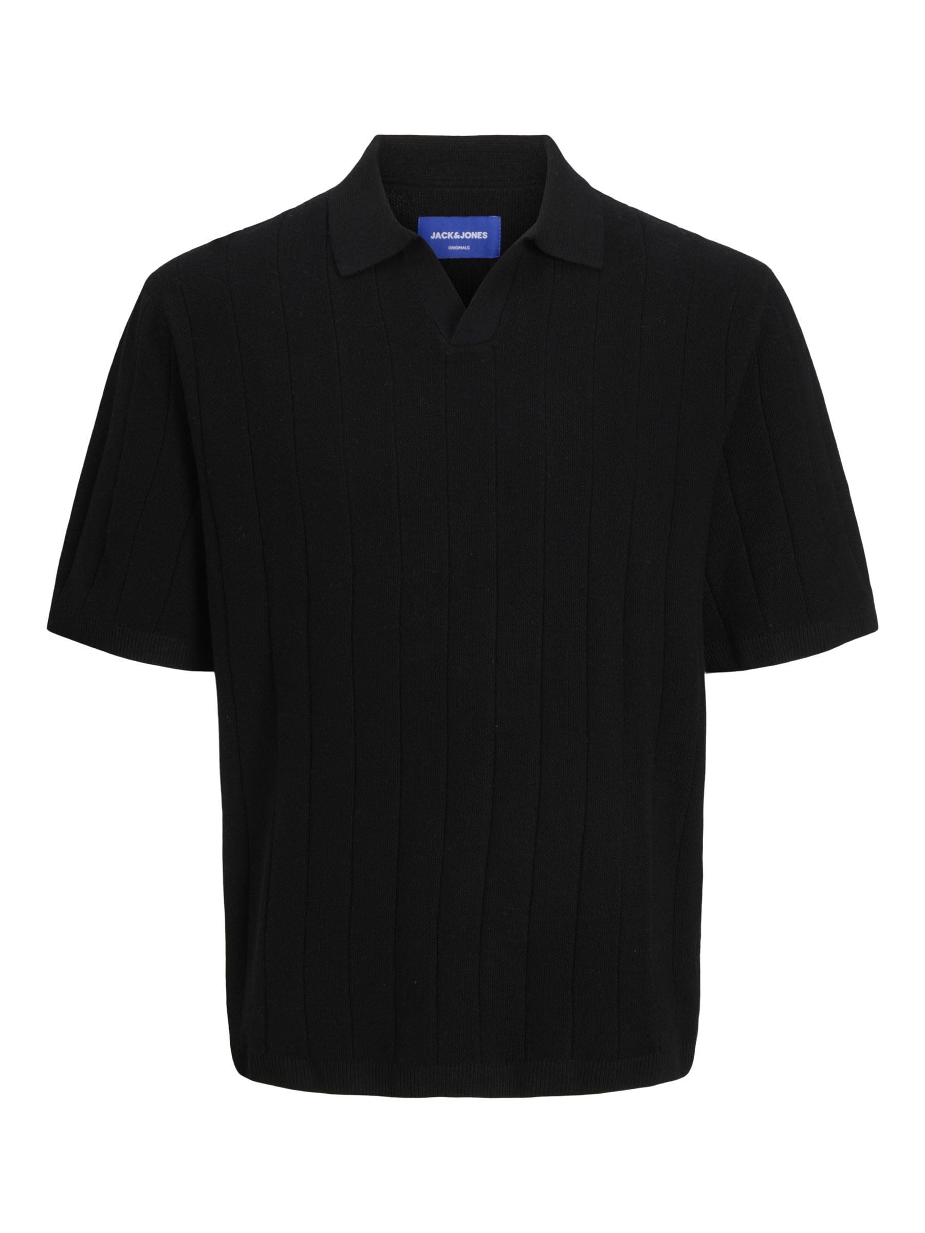 JACK & JONES Mens Split Neck Knit Black M