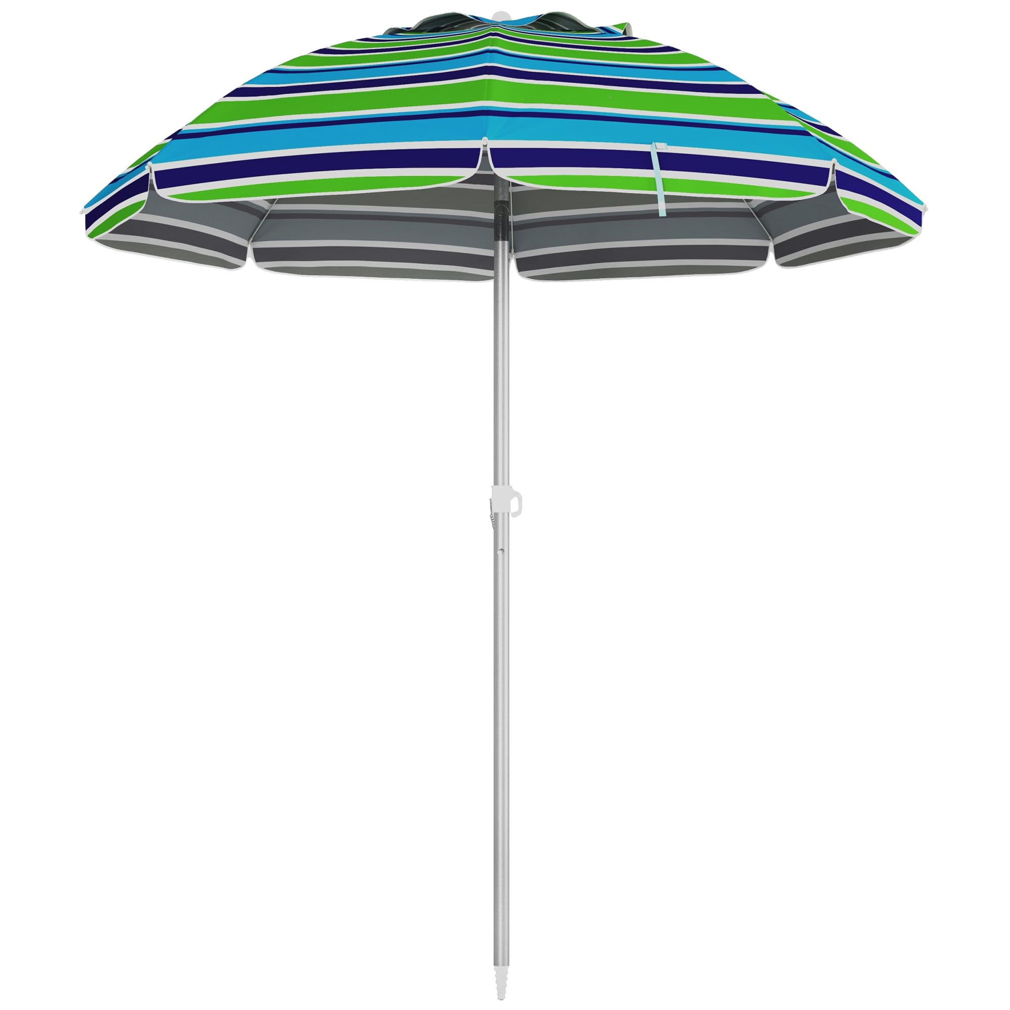 Outsunny Parasol de plage parasol inclinable rond parasol d'extérieur hauteur réglable protection UV40 sac de transport inclus alu. polyester multicolore