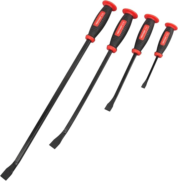 Pry Bar Set, MAXPOWER 4Pieces Heavy Duty Pry Bar Lever Bar with