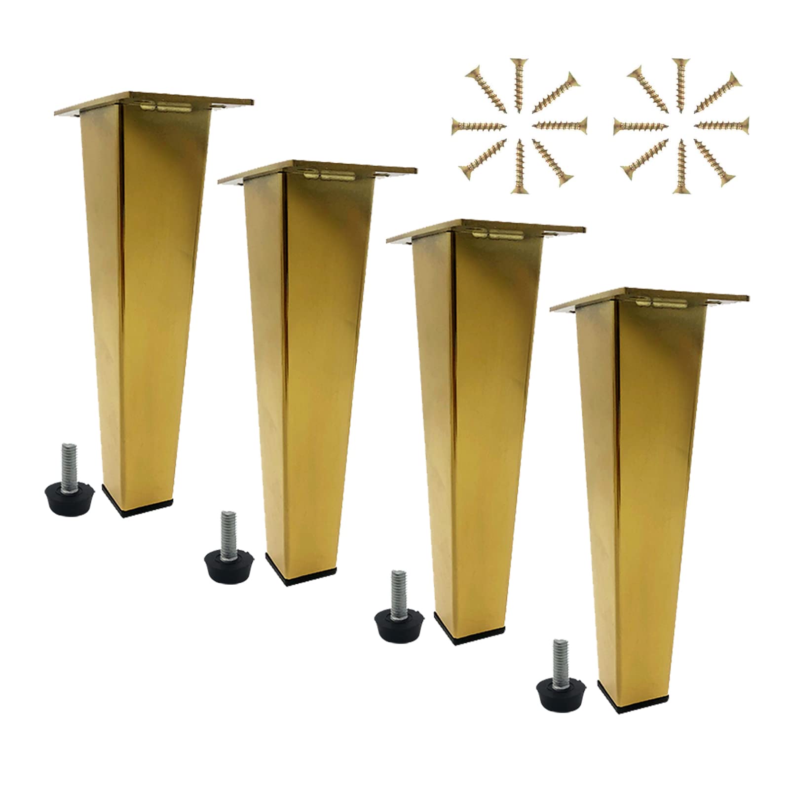 Genérico Patas De Acero Inoxidable Ajustables para Muebles, Robustas Y Antideslizantes, con Altura Regulable De 0 A 10 Mm, Aptas para Armarios Y Sofás (Gold 35.5 cm / 13.98 in)