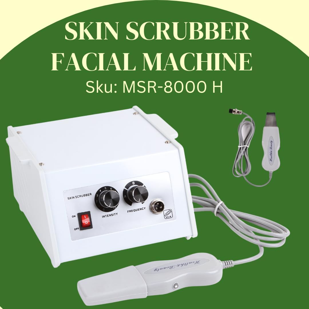 Professional Facial Skin Scrubber Machine, Adjustable Intensity and Frequency Controls, White SKU 8000 H