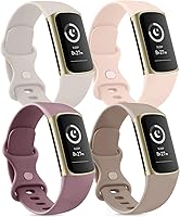 Vista 1 de Tobfit Correas de silicona compatibles con Fitbit Charge 6/5, correas de repuesto deportivas clásicas suaves (paquete de 4)