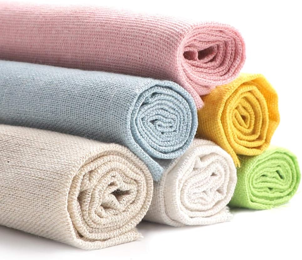 Natural Linen Fabric 4 Pieces Garment Craft 50cm Linen Fabric for Upholstery Flower Pot Decoration and Table Cloth White 6 Colors