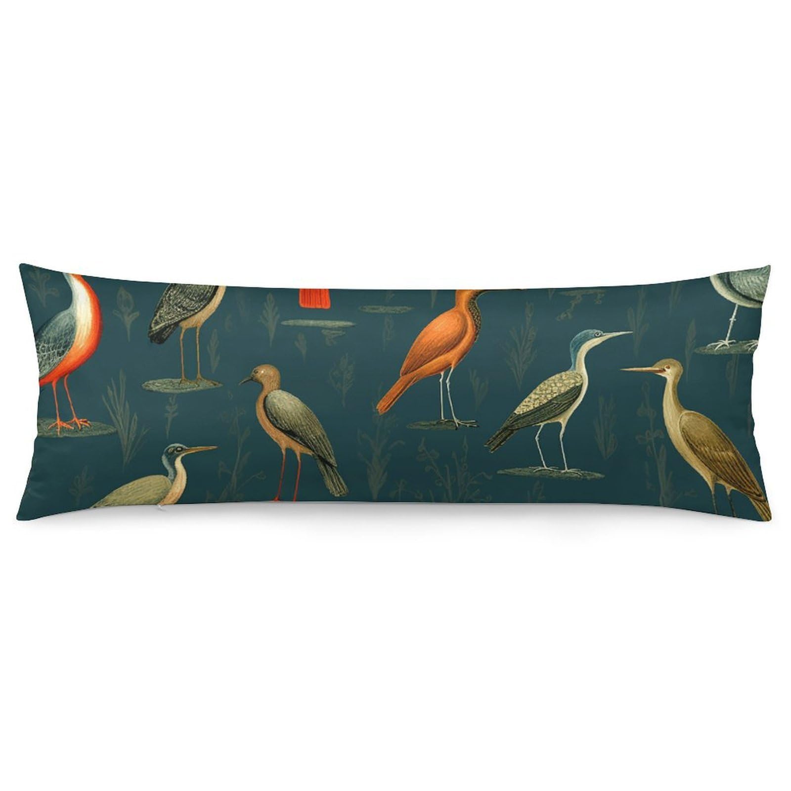 2 Pack Pillow Cases for Hair and Skin, Soft Breathable Pillow Case Covers with Hidden Zipper, Red and White Bird Pillowcase 20"x54" Pillow Covers for Sleeping Gift