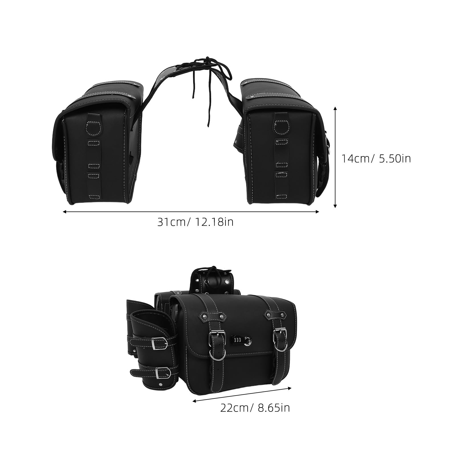 Alasum 1 Paar Motorrad Seitentaschen aus PVC Leder mit Oxford Tuchboden Praktische Motorradtasche zum Einfachen Anbringen für Vielseitige Nutzung
