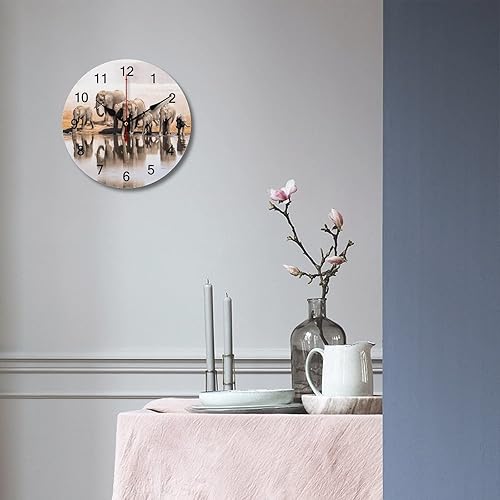 Miniatura 4 de Reloj de pared de elefante africano, funciona con pilas, silencioso, sin tictac, estilo granja, animales al aire libre, decoración del hogar,
