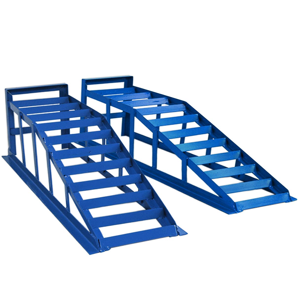 Auffahrrampe PKW – 2er Set, blau, extra breit, geeignet für Räder bis 195 mm, Traglast 2000 kg pro Paar