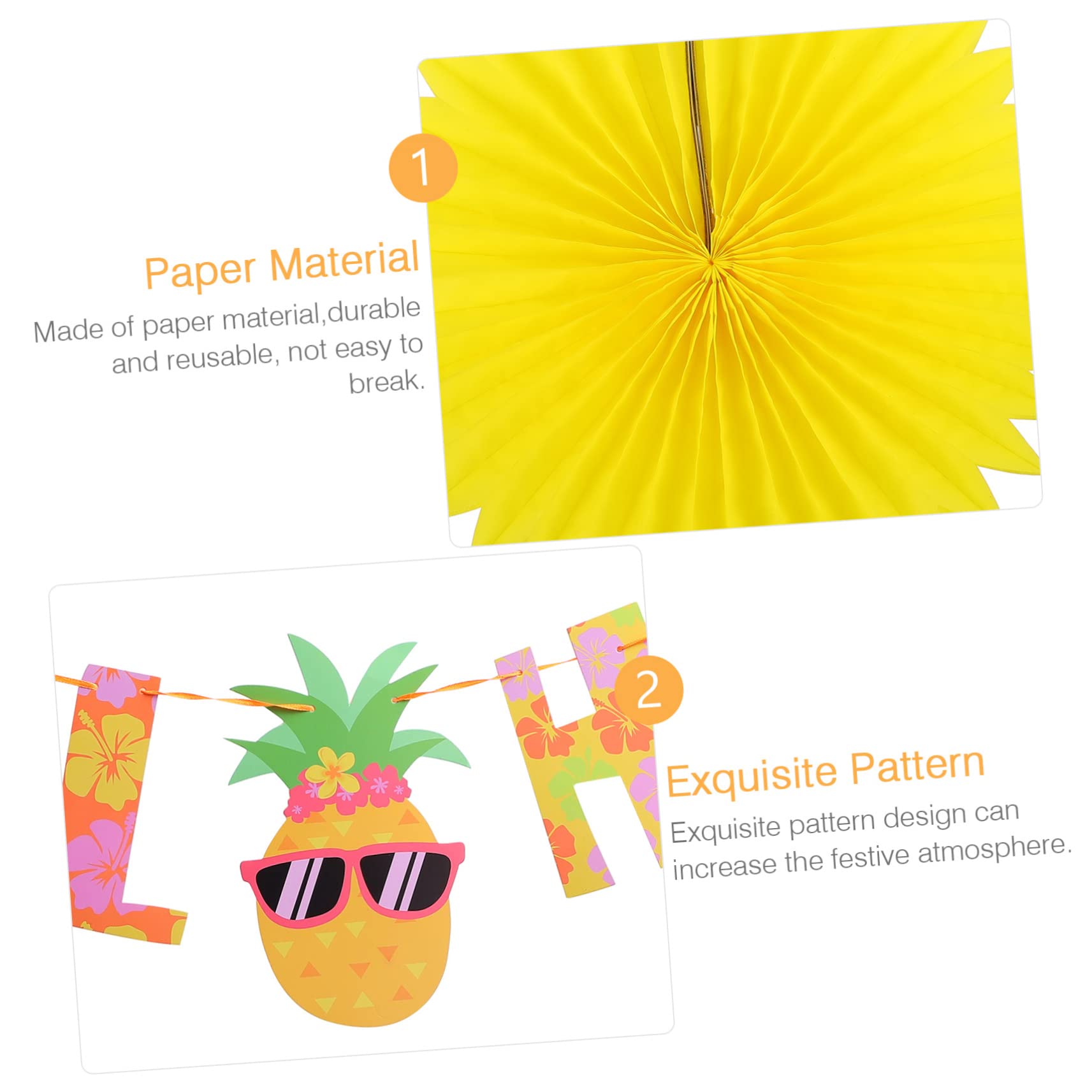 Zerodeko Set Decorativo Aloha Pennoni di Carta Esotici e Ananas per Feste Hawaiane e Temi Estivi