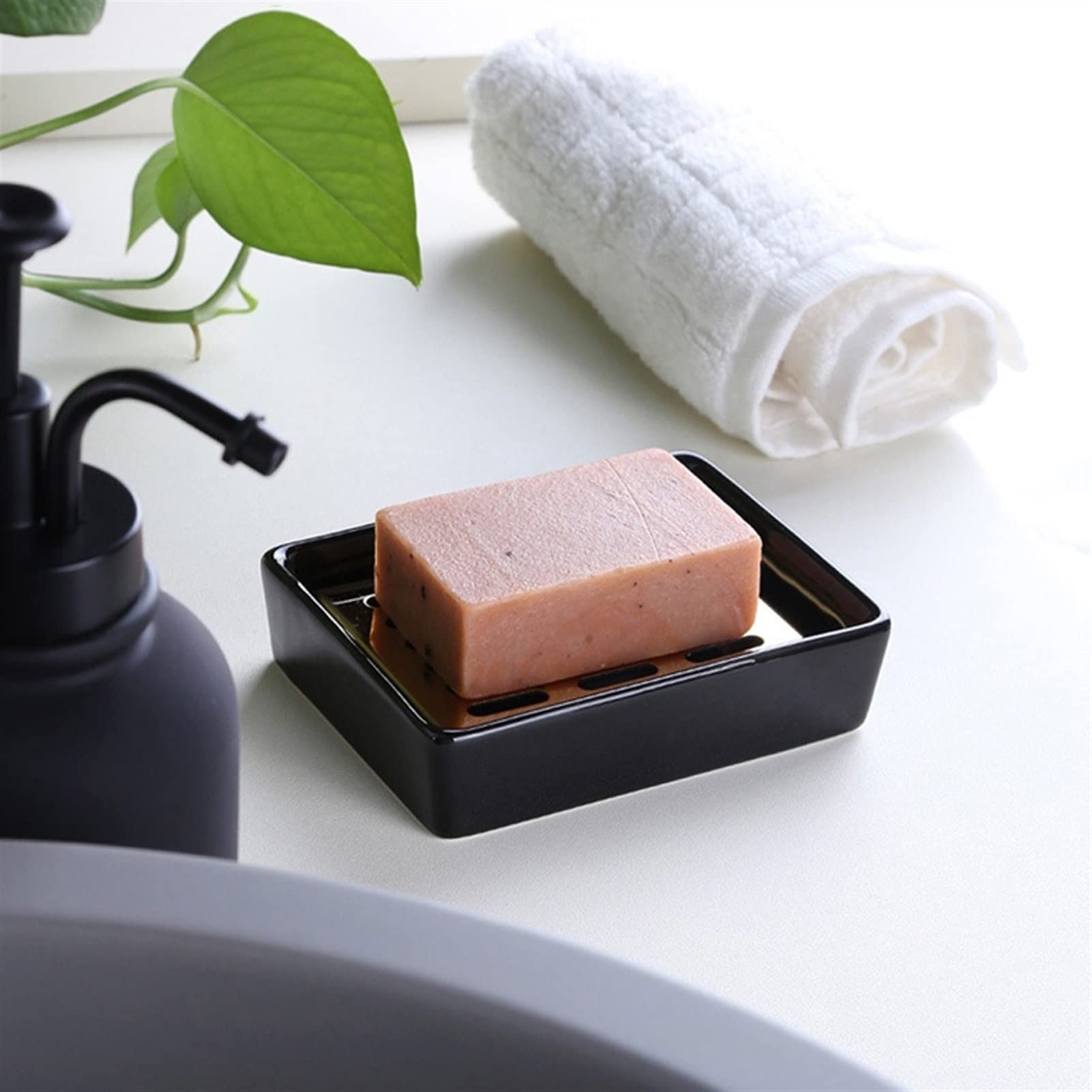 Jabonera Baño Black Cerámica Drenaje Jabonera Jabonera Rectangular Hood Soap Plato Creativo Hecho A Mano Esencial Póleo Bandeja Jabonera Ducha