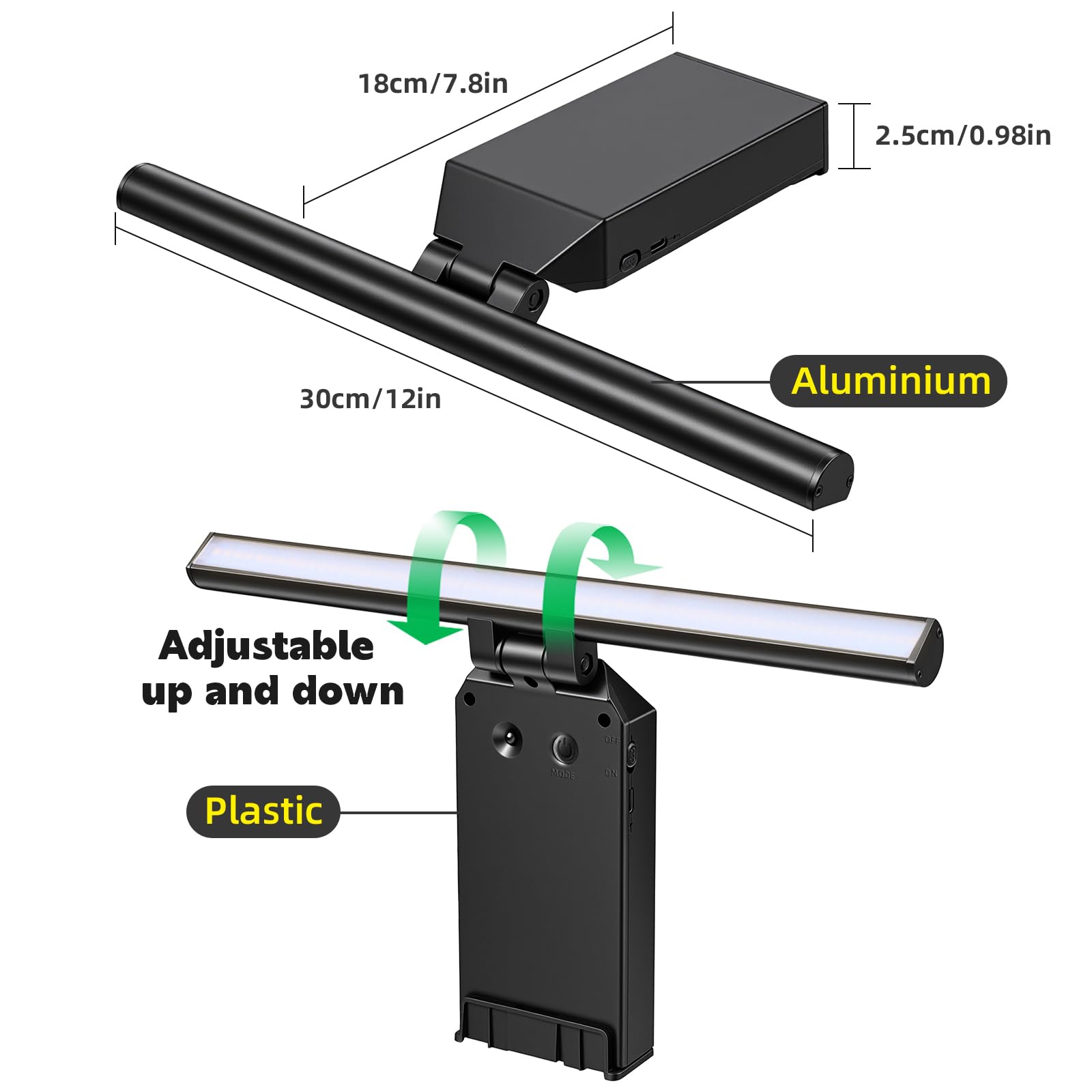 Bildbeleuchtung Kabellos, 10000mAh Akku Bilderleuchte 30cm Schwarz | LED Wandleuchte Innen mit Fernbedienung, Dimmbar 3 Farbtemperaturen, 4 Timer, CRI 95+, 300LM super hell Bilderlampe