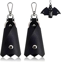 2 x Men's Keyrings, Faux Leather Batman Keyring, Faux Leather Key Case, Car Key Case for Various Car or Motorcycle Keys, Black