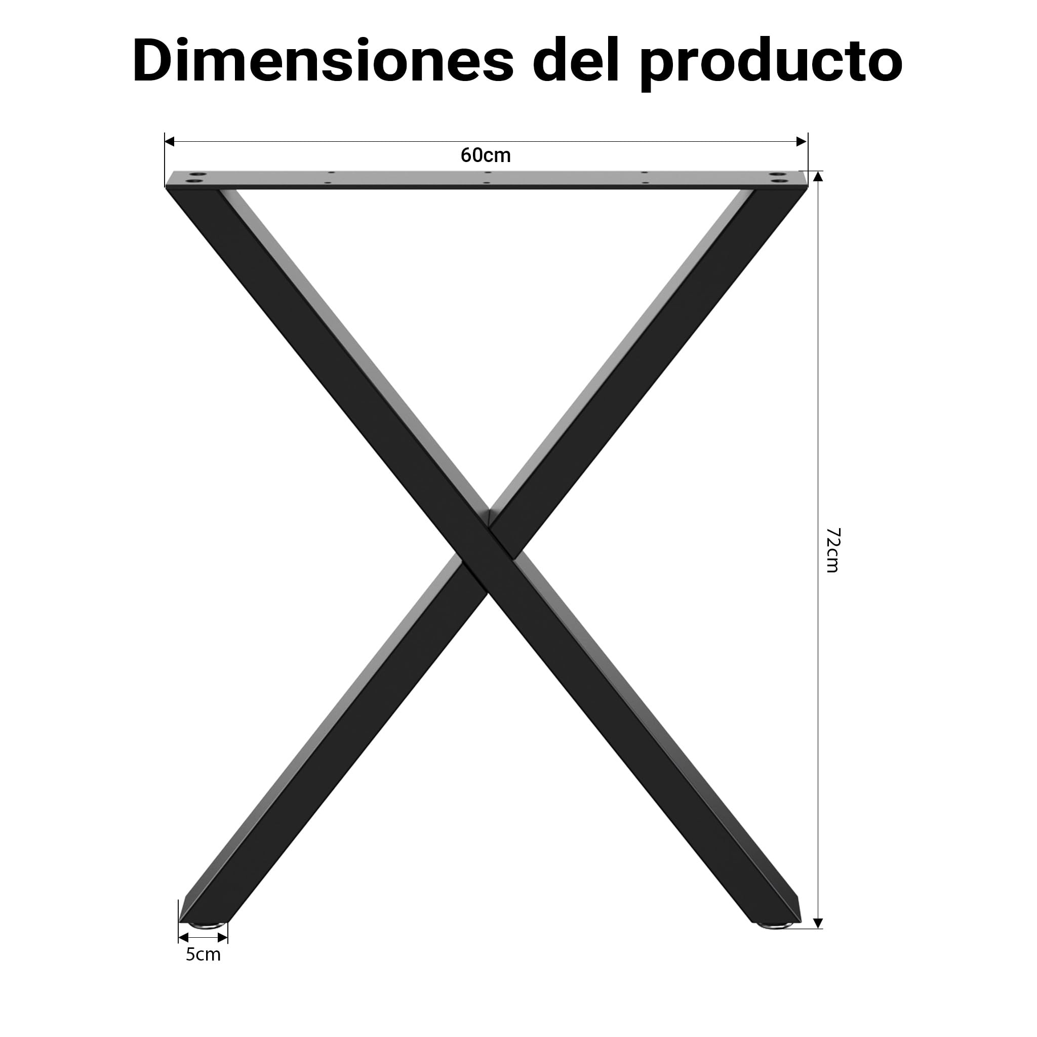 WilTec Bastidores para Mesa 72x60 cm Recubrimiento Polvo Negro Caballetes Perfil-X Patas de Mesa Bricolaje