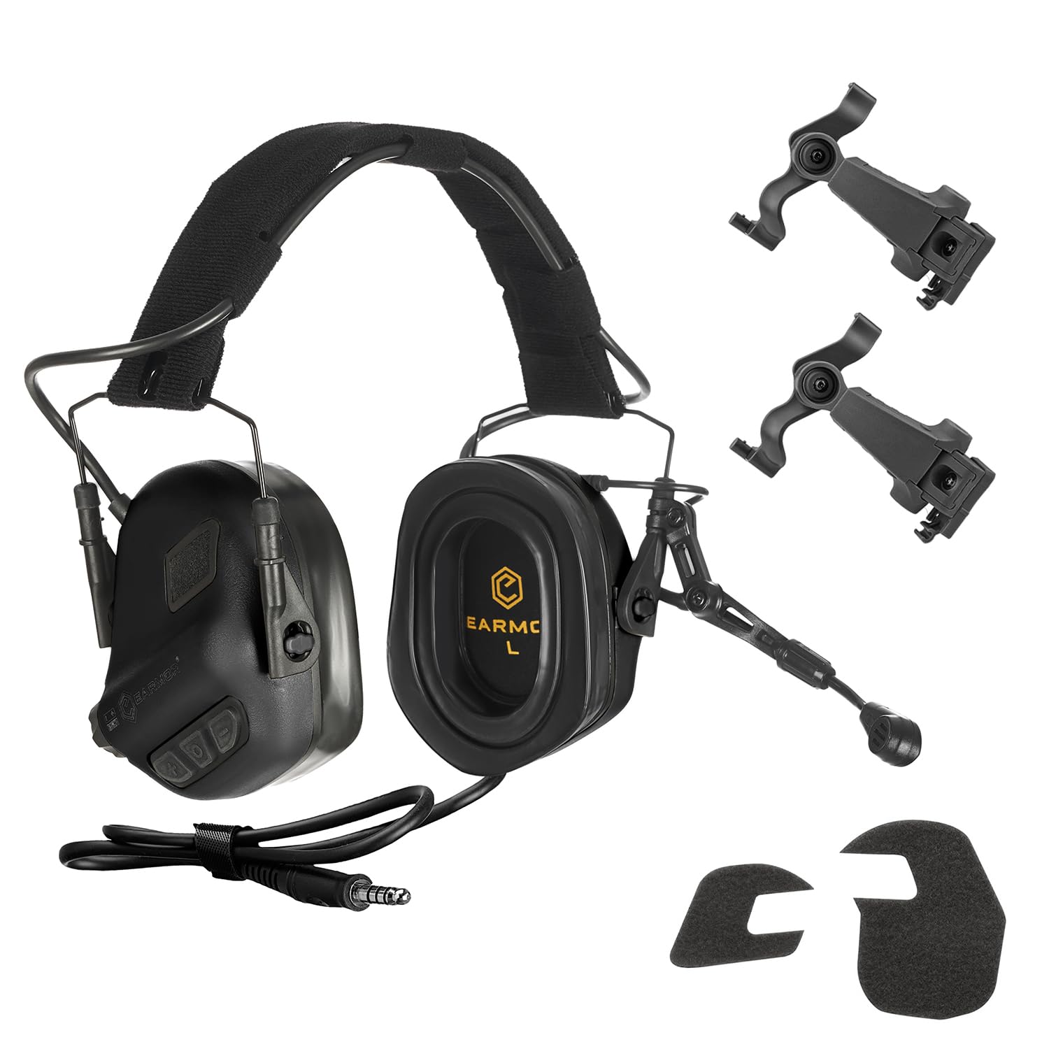 Photo 1 of EARMOR M32X PLUS Tactical Headset Shooting Ear Protection, Noise Cancelling Ear Muffs with MIC, Nato TP120 & U-174 Connector and ARC Rail Helmet Adapters, Electronic Hearing Protection for Shooters