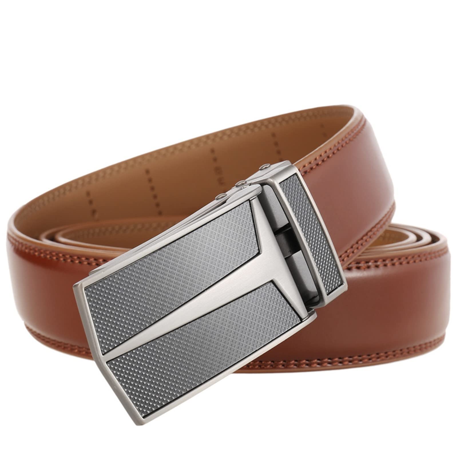 Cintura, 3,1 cm Larghezza Cinture in Vera Pelle for Uomo Fashion Cowskin Strap Maschio Luxury Belt (Belt Length : 110, Color : Dark Brown 1)