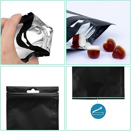 Miniatura 6 de 200 bolsas resellables de 0.12 oz, Ziplock a prueba de fugas reutilizables con ventana transparente para alimentos, aperitivos, suministros de