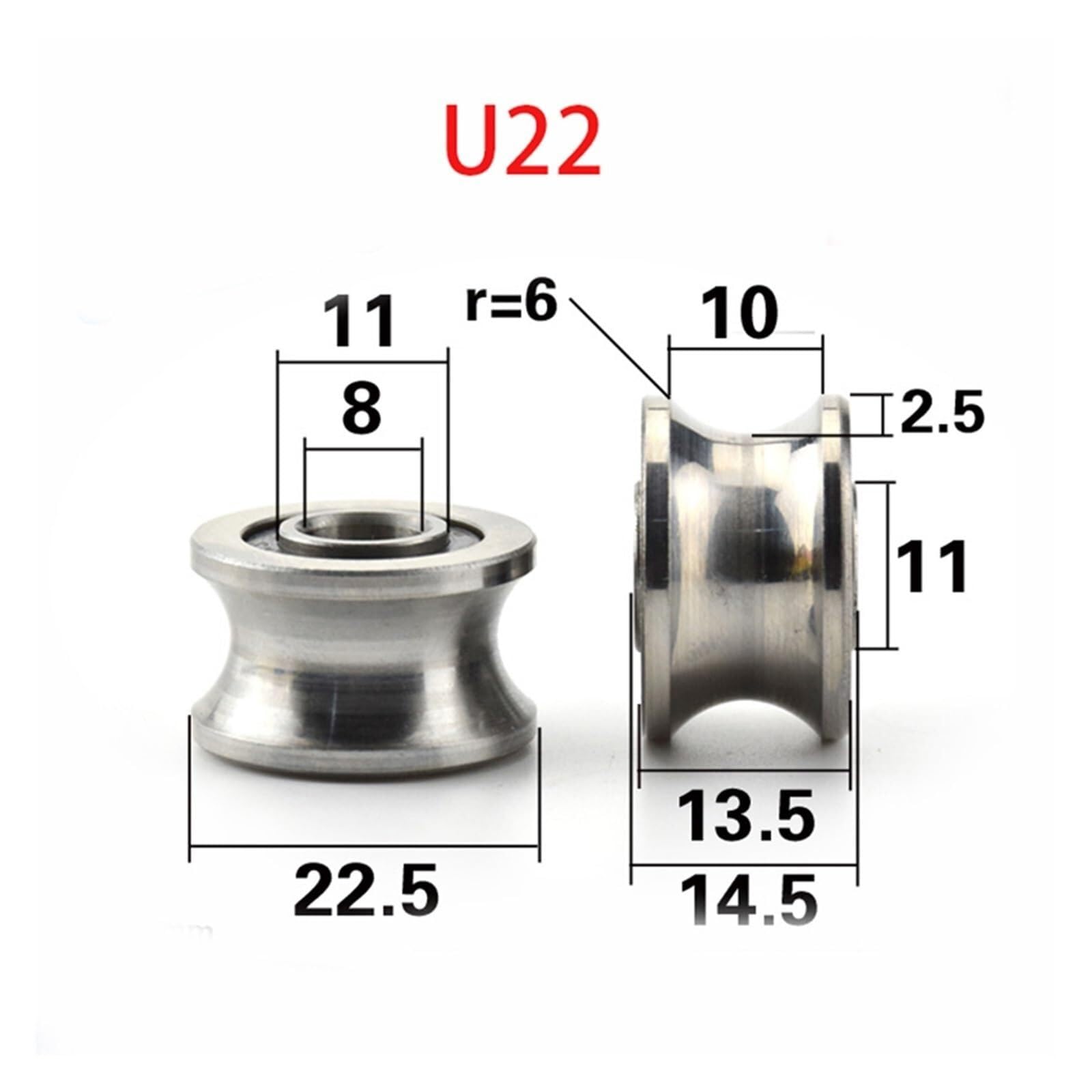 Abgedichtete Lager, 5 teile/los CNC TU22 8mm V/U Groove Pulley Lager T22 8 * 22,5 * 14,5 * 13,5mm V Roller Rad Kugellager TU-221 | T22