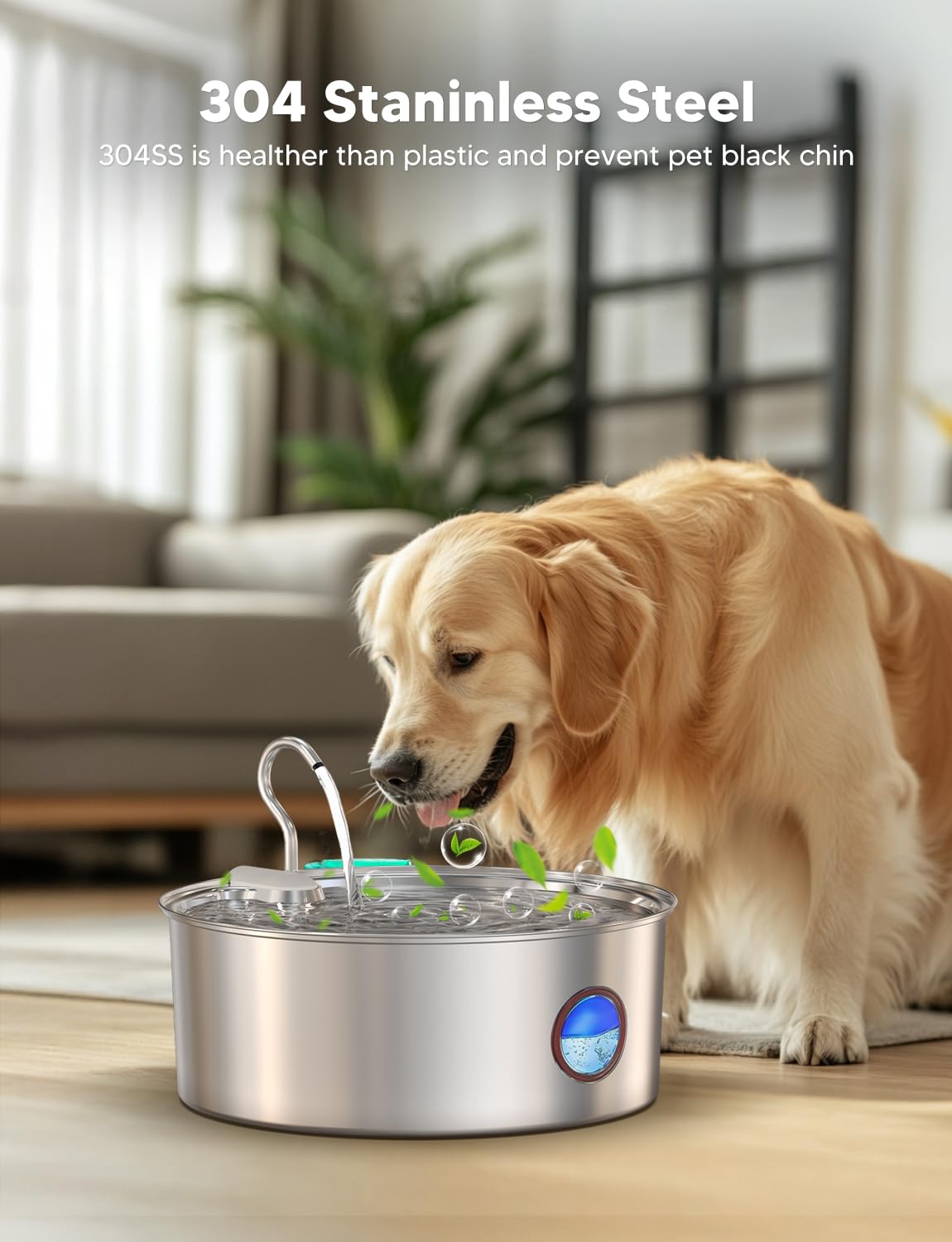 Dog Water Fountain for Large Dogs- 270oz/8L Stainless Steel Dog Water Bowl Dispenser Automatic Pet Water Fountain with Ultra-Quiet Pump/Quadruple Filtration for Dogs, Cats, Multiple Pets - image 4