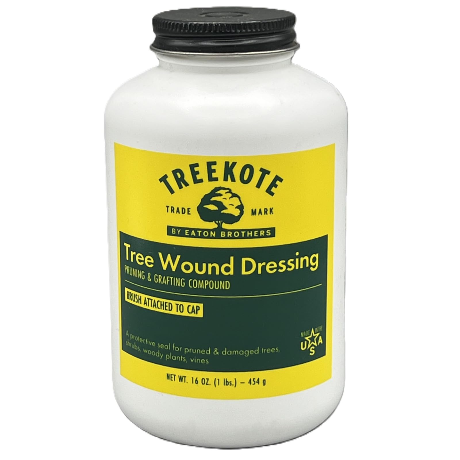 Treekote Tree Wound Dressing Brushtop 16OZ Brushtop for Trees and Shrubs - Healing Paste and Tree Wound Sealer - Pruning Sealer, Grafting Compound - Made in the USA