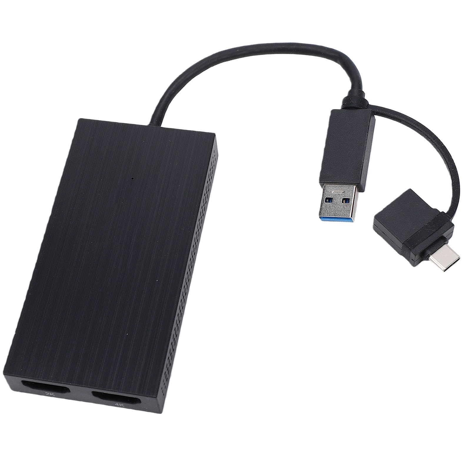 Rozdzielacz USB 3.0 lub USB C na Podwójny HDMI, Adapter Wyjściowy 2 w 1 na HDMI, Rozszerzony Wyświetlacz 4K/2K, Adapter Graficzny do Wielu Monitorów