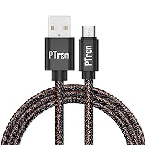 pTron Indigo Micro USB Cable, 2.1A Fast Charging Denim Cable & 1-Meter Long USB Cable – (Black)