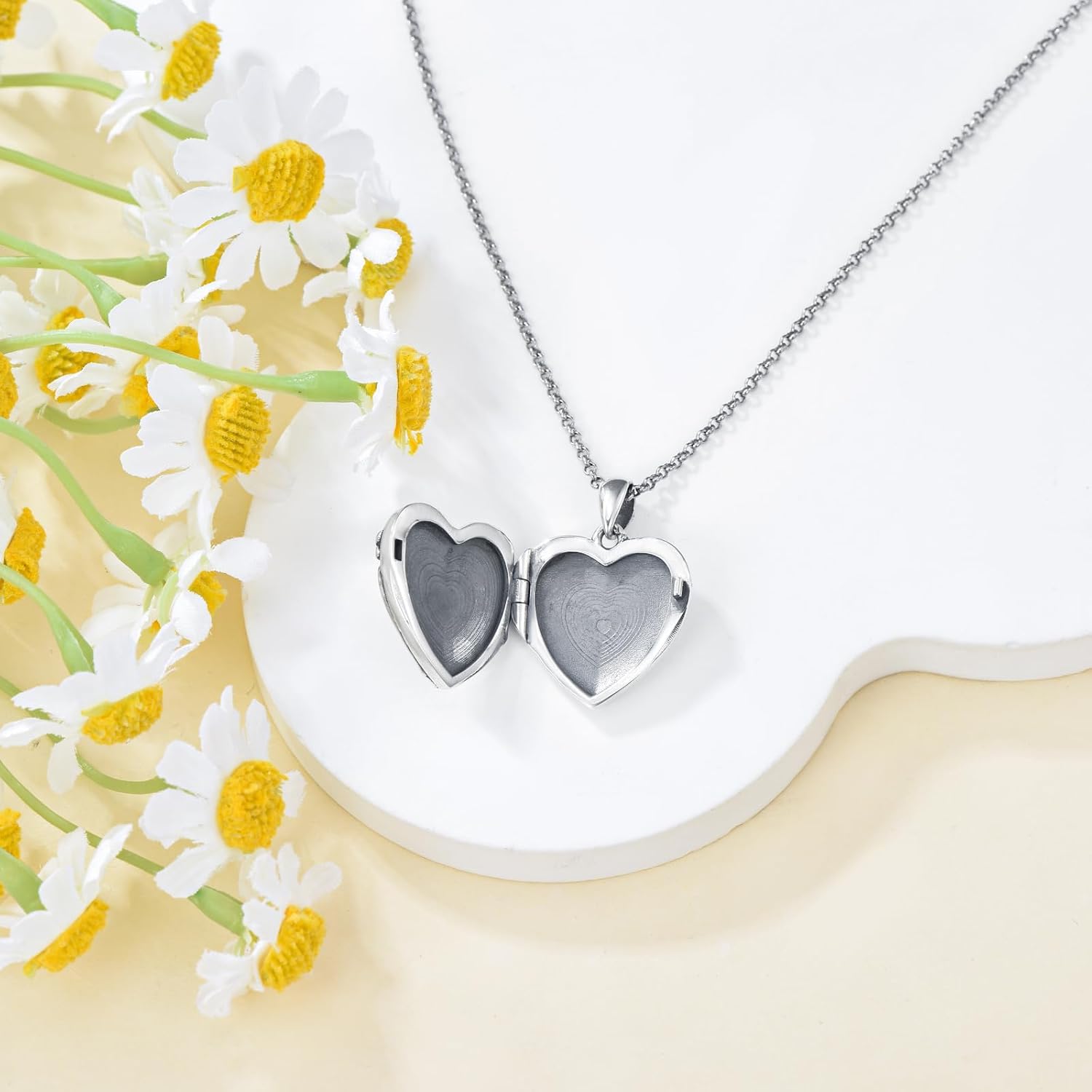 SOULMEET Heart Shaped Lucky Elephant/Koala Bear/Panda/Otter/Cat/Wolf Locket Necklace That Holds 1 or 2 Pictures Photo Sterling Silver Personalized Locket