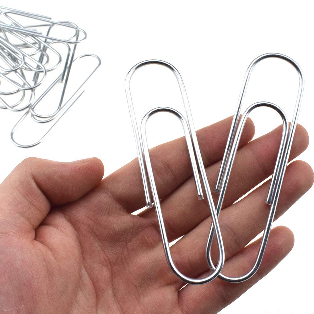 HAHIYO Paperclips 4 inch (100mm) Extra Large Paper Clips Sturdy Bright Silver Vinyl Coated Prevent Scratching Tearing The Pages for Bookmark Organize