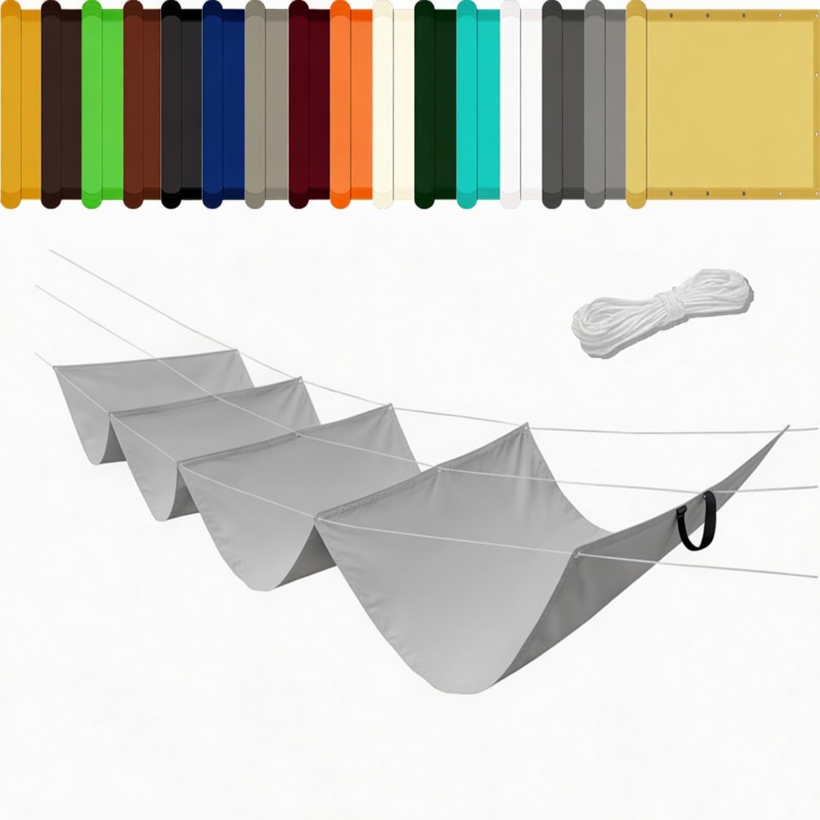Einziehbare Welle Sonnensegel 150 x 300 cm HDPE Verstellbar Schattenabdeckung Uv-Schutz & Reißfest für Markise Terrasse Deck Hof Veranda Pavillon, Hellgrau