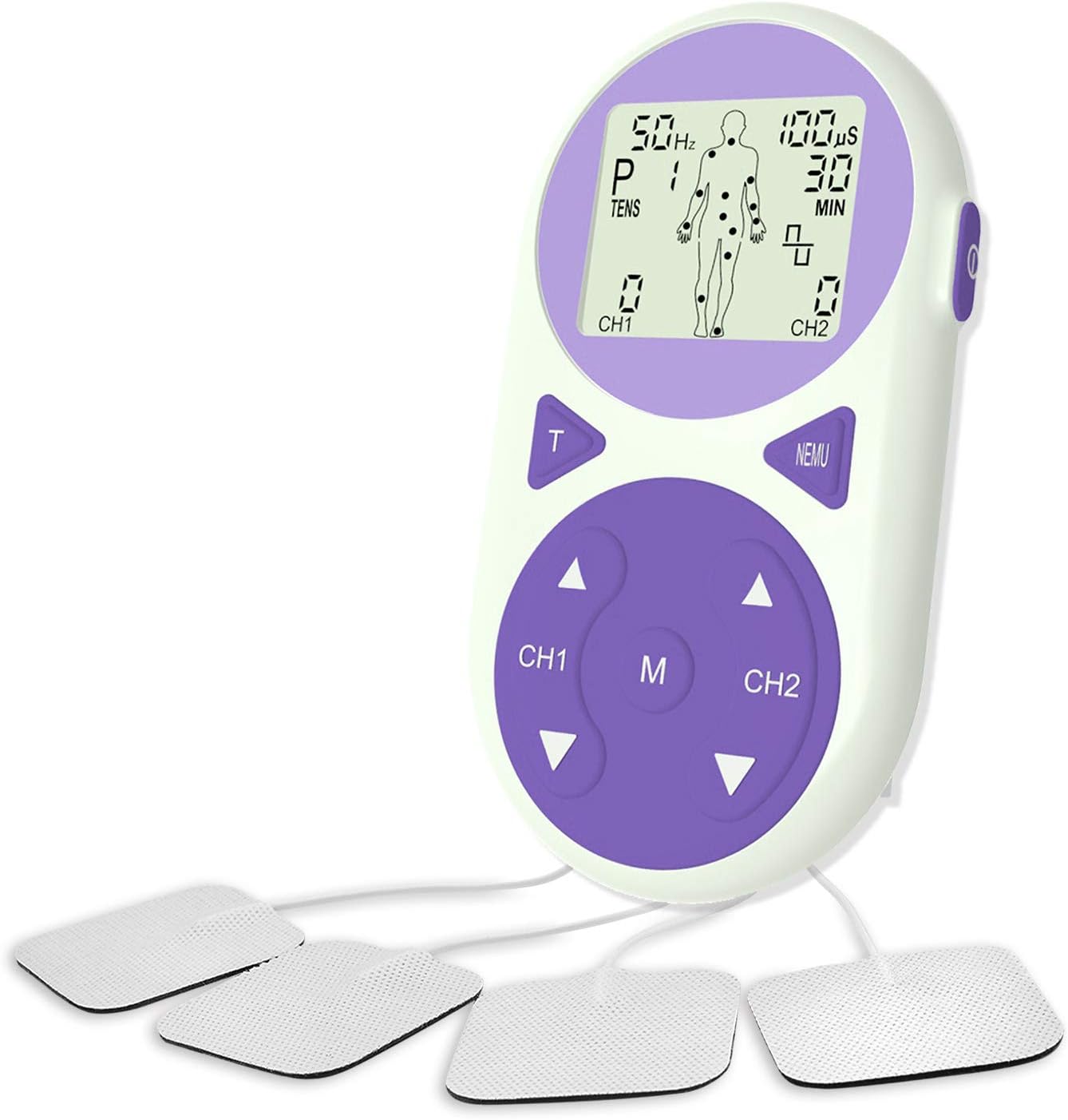 3 in 1 Combo TENS Unit EMS Electronic Pulse Massager with 33 Modes, 2 Channels 4 Output, Apply 8 Pads at Same Time, Handheld Electrotherapy Device, Muscle Stimulator for Pain Relief