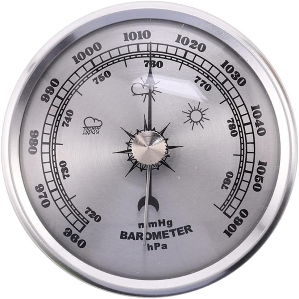 Wall Mounted Barometer,Metal Home Weather Station,Outdoor Barometer,Multifunction Barometer,Suitableforkitchen,Bedroom,Living Room Barometer, Silver