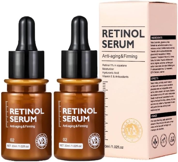 2023 Vibrant Glamour Miracle Retinol Serum, Vibrant Glamour Retinol Serum, Anti-aging Firming Serum, Face Lifting, Anti-Aging Serum (Size : 2Count (Pack of 2))