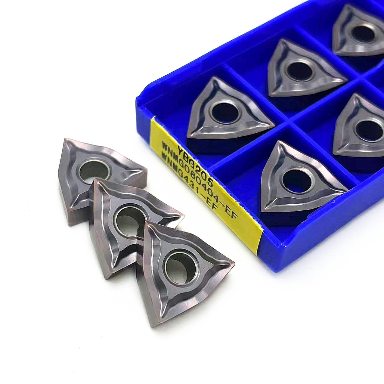 Herramientas de torno de acero inoxidable. 10 Uds WNMG080404 EF YBG205 WNMG080408 insertos de carburo herramienta torneado externo WNMG CNC corte torno Metal(Wnmg080404-ef Ybg205)