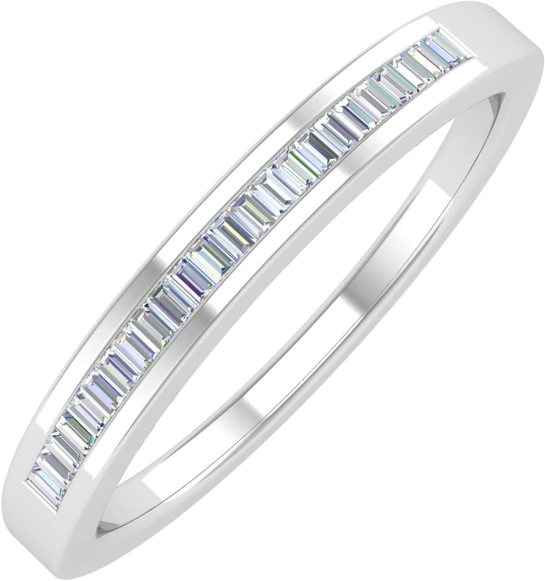 14K Gold Classic Channel Set Baguette Diamond Wedding Band (0.15 Carat) (I1-I2 Clarity)