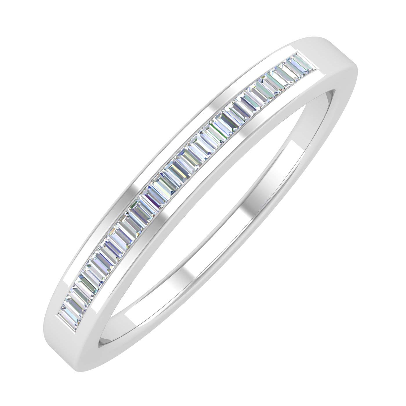 14K Gold Classic Channel Set Baguette Diamond Wedding Band (0.15 Carat)