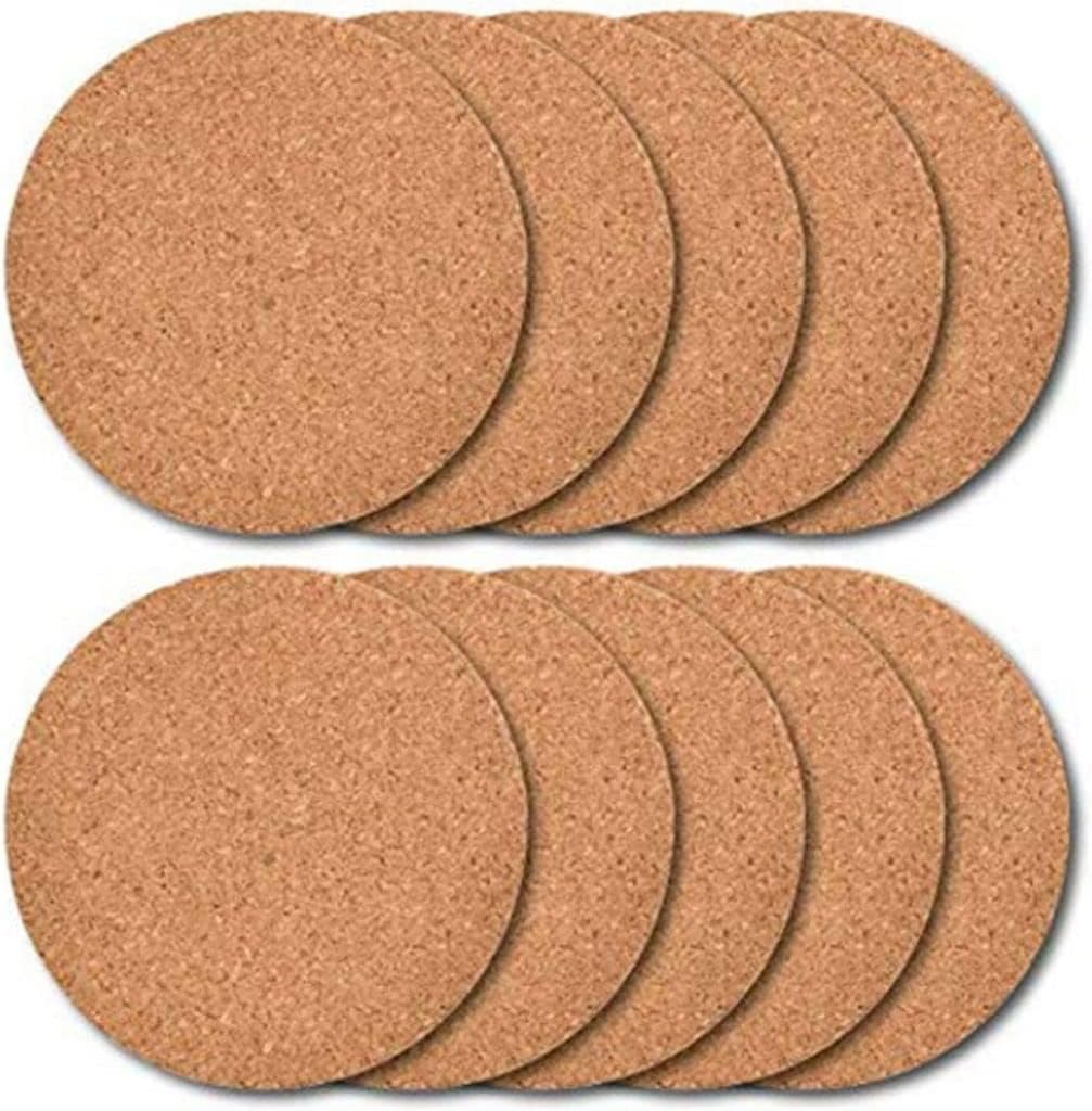 Cork Coaster,Coaster Glasses(10er Pack) 3.5 inch Dm 0.16 inch Thick,Cork Round,For Beverages,Bar,Cups