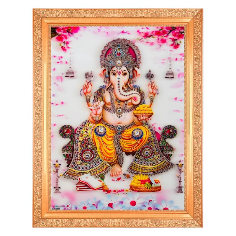 Cadre photo Ganesh 5D BM TRADERS tableau hindouisme decoration murale or