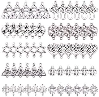 SUNNYCLUE 60pcs Celtic Knot Connector for Jewellery Making Antique Silver Flower of Life Connector Charms Pendants Craft Supplies Jewellery Findings Accessory Necklace Bracelet