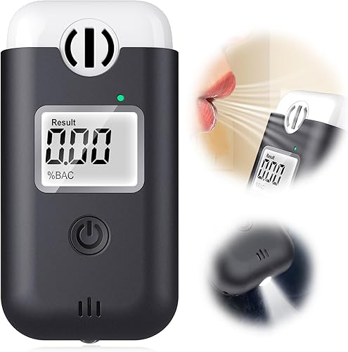 Alcoholímetro  Precisión de grado profesional  Alcoholímetro personal portátil, soplado directo, sin necesidad de cambiar las boquillas. Pantalla