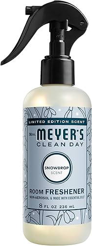 MRS. MEYER'S CLEANDAY Ambientador en aerosol, botella sin aerosol con aceites esenciales, Snowdrop, 8 onzas líquidas